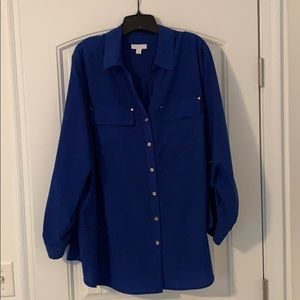 Cobalt blue long sleeve blouse